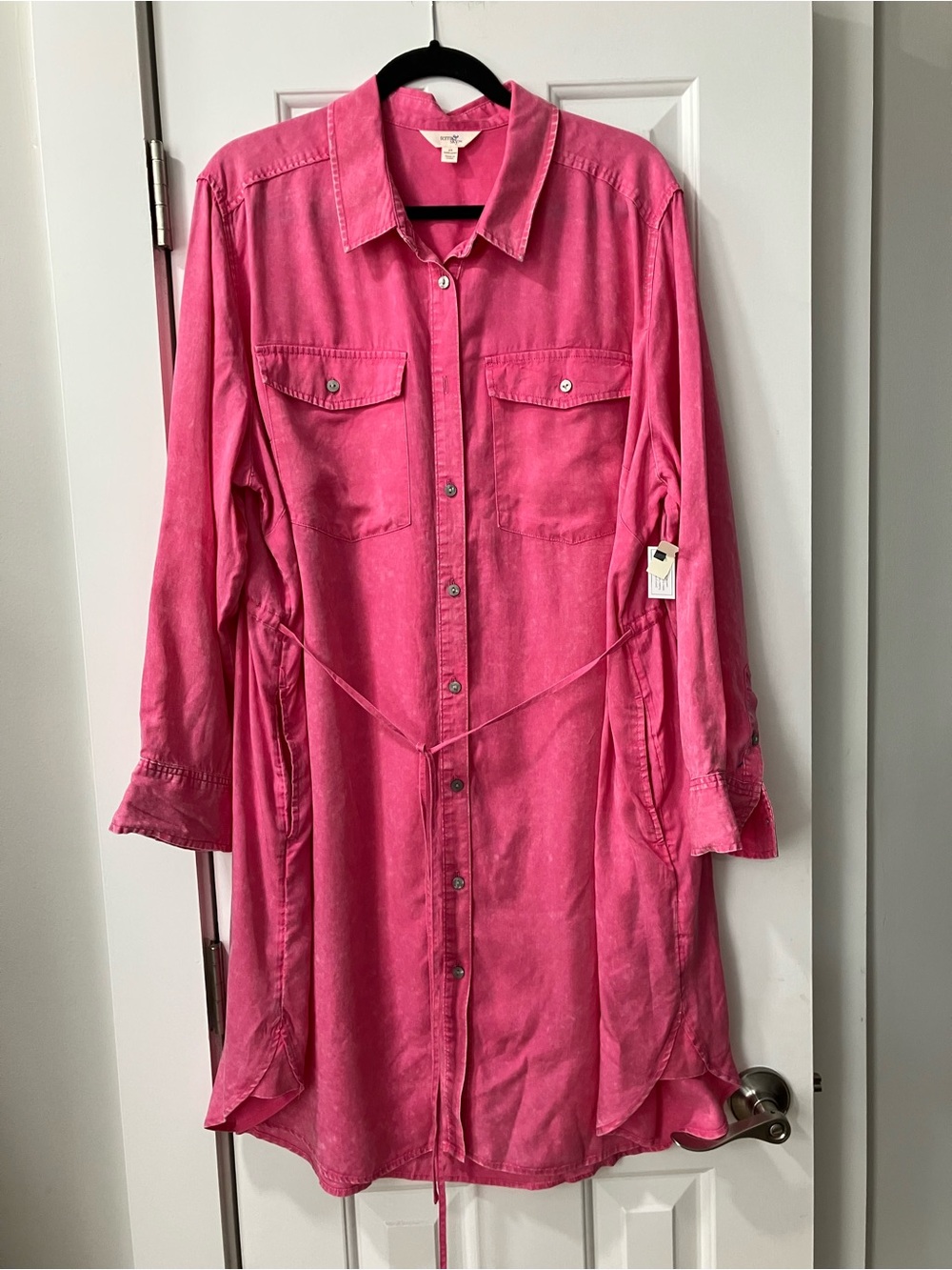 Terra & Sky Hot Pink Button-Front Mini Dress